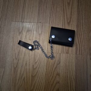 Black Leather 14 Inch Chain Wallet